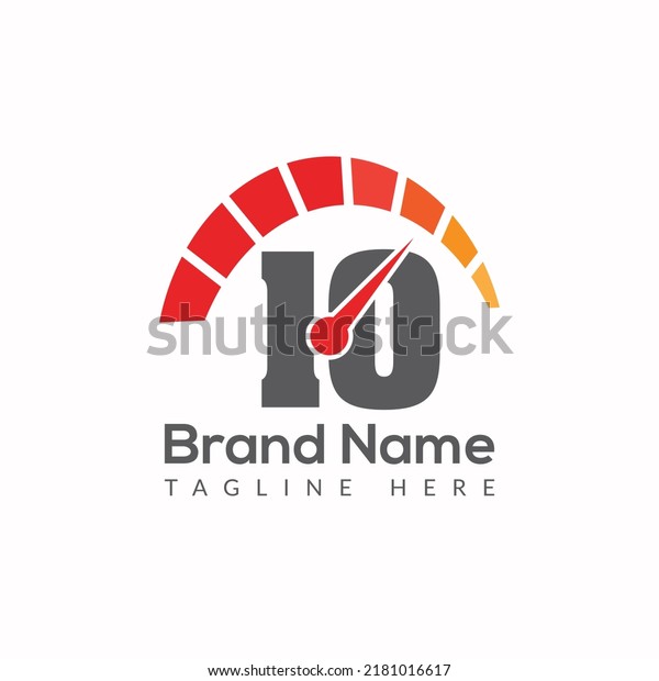 Speed Logo On Letter 10 Template. Speed On 10\
Letter, Initial Speed Sign\
Concept
