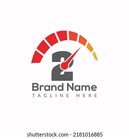 Speed Logo On Letter 2 Template. Speed On 2 Letter, Initial Speed Sign Concept