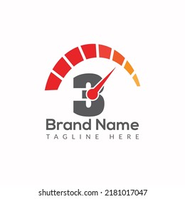 Speed Logo On Letter 3 Template. Speed On 3 Letter, Initial Speed Sign Concept