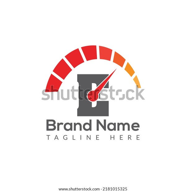 Speed Logo On Letter E Template. Speed On E\
Letter, Initial Speed Sign\
Concept