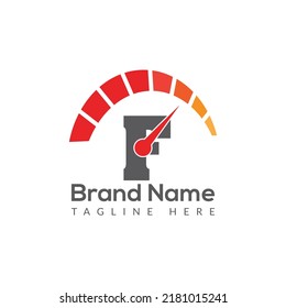 Speed Logo On Letter F Template. Speed On F Letter, Initial Speed Sign Concept