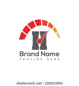 Speed Logo On Letter H Template. Speed On H Letter, Initial Speed Sign Concept