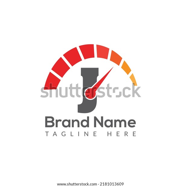 Speed Logo On Letter J Template. Speed On J\
Letter, Initial Speed Sign\
Concept
