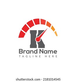 Speed Logo On Letter K Template. Speed On K Letter, Initial Speed Sign Concept