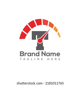 Speed Logo On Letter T Template. Speed On T Letter, Initial Speed Sign Concept