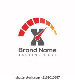 Speed Logo On Letter X Template. Speed On X Letter, Initial Speed Sign Concept