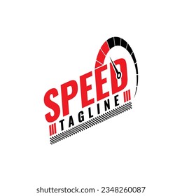 Speed-Logo auf weißem Hintergrund. Geschwindigkeitsmesser-Symbol, Motorsportkonzept. Rennen mit kontrollierter Flagge. Vektorgrafik für Design.