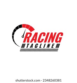 Speed logo on white background. Checkered flag racing. Speedometer symbol, Motorsports concept. Vector illustration for design.