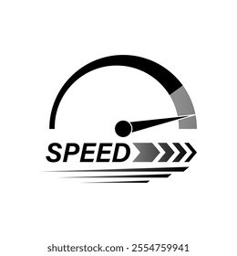 Speed Logo Symbol. Gauge Meter Icon. Speedometer Icon. Tachometer or Odometer Display. Vector Illustration.