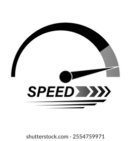Speed Logo Symbol. Gauge Meter Icon. Speedometer Icon. Tachometer or Odometer Display. Vector Illustration.