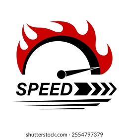 Speed Logo Symbol. Gauge Meter Icon. Speedometer Icon. Tachometer or Odometer Display. Vector Illustration.