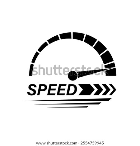 Speed Logo Symbol. Gauge Meter Icon. Speedometer Icon. Tachometer or Odometer Display. Vector Illustration.