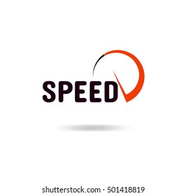 The speed of the logo template black text, red speedometer.