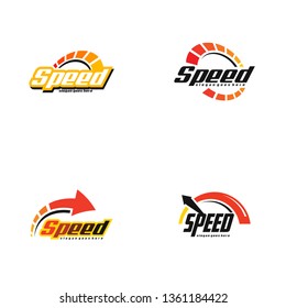 Speed logo template vector. Speedometer logo template vector