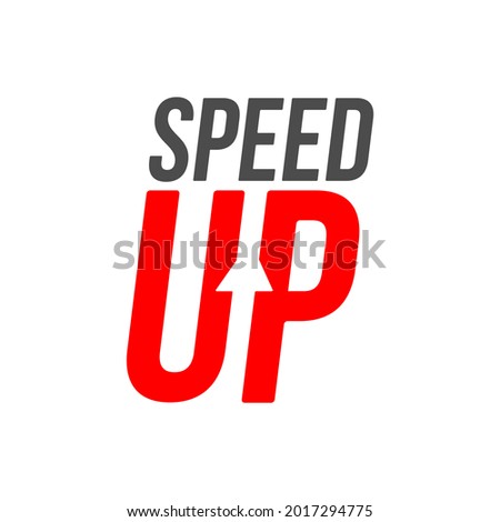 Speed up logotype. Typography logo design with speed effect. Creative negative space logo. Flat and minimal logo design. 商業照片 © 