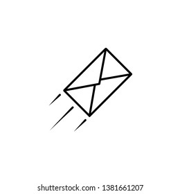 Speed mail icon. email send sign. Mail delivery symbol. Thin line icon on white background. Vector illustration.