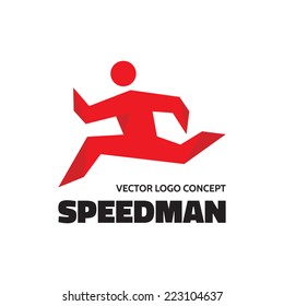 Speed man - vector logo template concept illustration. Running motion. Human character sign. Sport fitness symbol. Design element. 