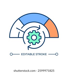 Speed management RGB color icon. Improving road safety. Limit for vehicles on route. Crash risk reduce methods. Isolated vector illustration. Simple filled line drawing. Editable stroke
