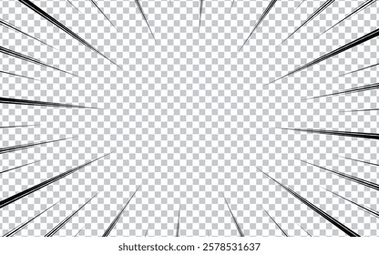 Speed ​​line manga effect on transparent background.