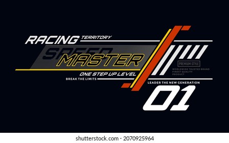 Speed master, modern and stylish typography slogan. Colorful abstract design with lines style. Vector illustration for print tee shirt, background, typography, poster and more.