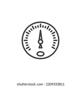 Speed measuring gauge line icon. linear style sign for mobile concept and web design. Tachometer outline vector icon. Symbol, logo illustration. Vector graphics