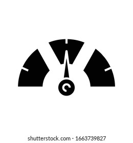 Speed meter black icon, concept illustration, vector flat symbol, glyph sign.