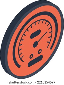 Speed Meter or Fuel Gauge Vector Icon isometric Design, Motor Vehicle Service and automobile repair shop Symbol, Lorry spare parts Sign, automotive technician equipment stock illustration, Horse Power