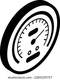 Geschwindigkeitsmesser oder Kraftstoffanzeiger, isometrischer Entwurf, Kfz-Service und Kfz-Reparaturwerksymbol, Kfz-Ersatzteile Schild, Kfz-Techniker-Ausrüstung , Reitkraftkonzept
