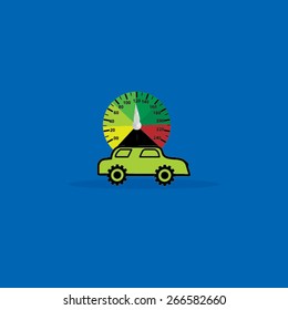 speed meter with green car vector illustration 