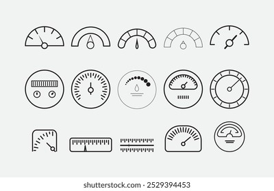 Icono del metro de velocidad fijado Vector aislado en el fondo blanco
