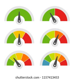 Speed Meter Icons Set on White Background. Vector