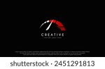 Speed meter logo design vector illustration. Speed meter icon. Suitable for business and technology logos isolated on black background
