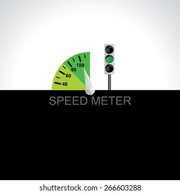 speed meter vector illustration green signal 
