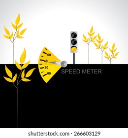 speed meter vector illustration with yellow signal yellow leaf
