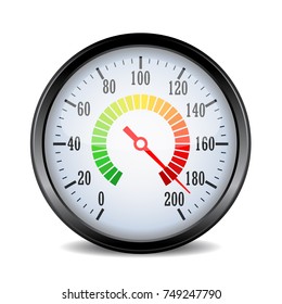 Speed metering dial plate vector illustration isolated on white background