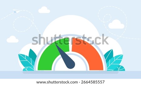 Speed metering icon. Speedometer Icon. Energy Efficiency meter, Risk meter isolated, Performance measurement Meter, indicator. Vector illustration 