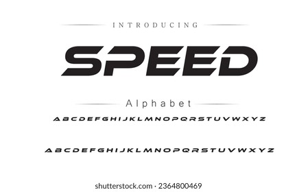 Speed Modern abstract digital alphabet font. Minimal technology typography, Creative urban sport fashion futuristic font and with numbers. vector illustration