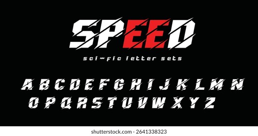 Speed modern minimal logo alphabet font. Abstract scifi science futuristic typography sport, technology, fashion, digital, future creative logos fonts. vector illustration