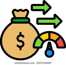 Speed Money Icon Lineal Color Vector Illustration