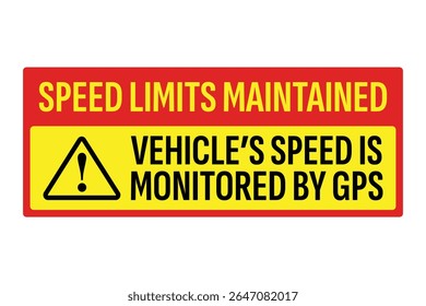 Sinal de aviso de monitoramento de velocidade - Aviso de rastreamento de veículo por GPS para conformidade de tráfego - Imagem de alta qualidade do estoque vetorial