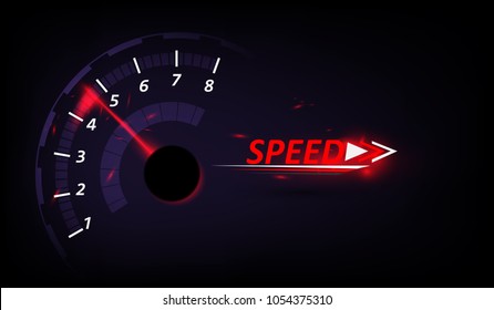 Speed motion background with fast speedometer car. Racing velocity background. 