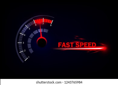 Speed motion background with fast speedometer car. Racing velocity background.