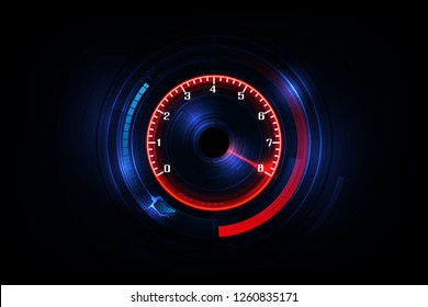 Speed Motion Background With Fast Speedometer Car. Racing Velocity Background.