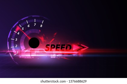 Speed Motion Background With Fast Speedometer Car. Racing Velocity Background.