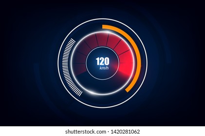 Speed motion background with fast speedometer car. Racing velocity background.