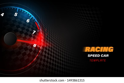 Speed motion background with fast speedometer car. Racing velocity background.