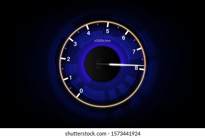 Speed motion background with fast speedometer car. Racing velocity background.