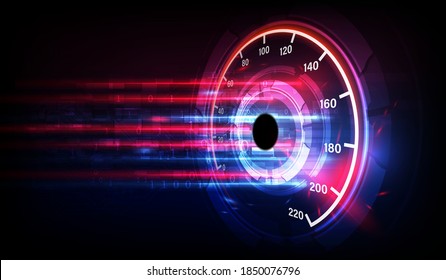 Speed motion background with fast speedometer car. Racing velocity background.