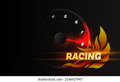 Speed Motion Background With Fast Speedometer Car. Racing Velocity Background.