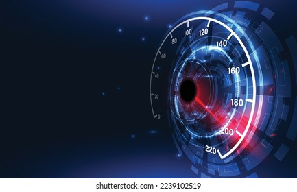 Speed motion background with fast speedometer car. Racing velocity background.